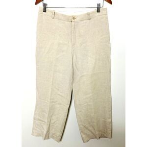 Gap Linen Khaki Wide Cropped Capri Pants Lightweight Breathable Sz 6